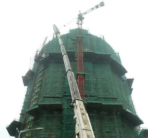 大东吊车在工地上作业